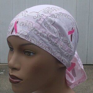 Pink Ribbon Du-Rag Cotton Motorcycle Skull Cap Biker PUGS Bandana